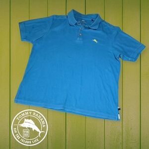 Tommy Bahama Emfielder Supima Polo Shirt Cerulean Blue‎ L